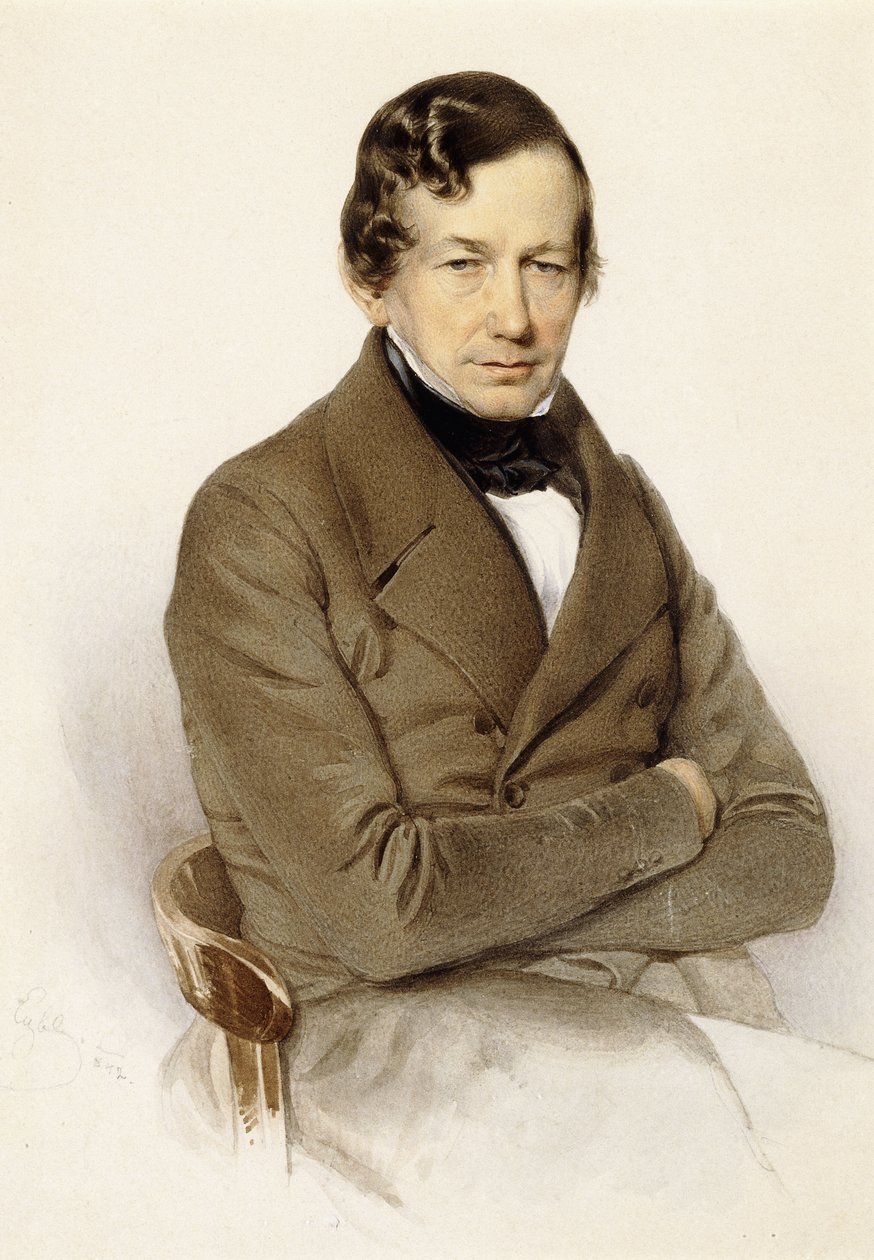 Portræt af Anton Diabelli, siddende halvlængde, 1842 af Franz Eybl