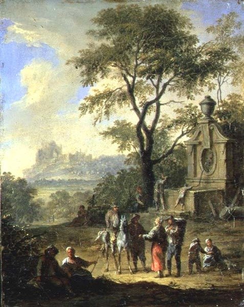 Landskab (olie på kobber) af Franz Ferg