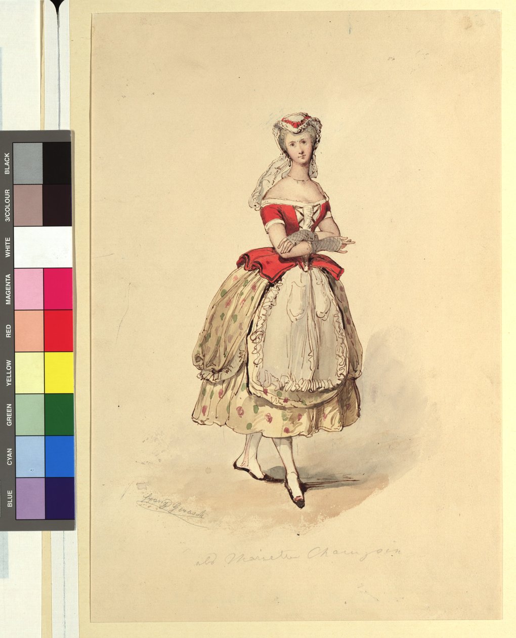 Ida Schuselka-Brüning som bondedatter i »Maria, regimentets datter« af Franz Gerasch