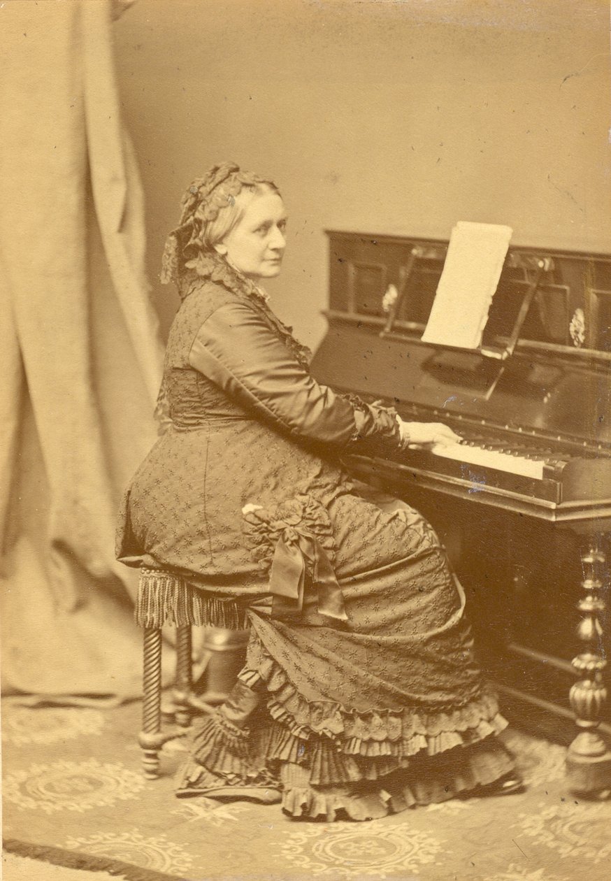 Portræt af Clara Wieck-Schumann 1819-1896 ved klaveret, ca 1878. af Franz Hanfstaengl