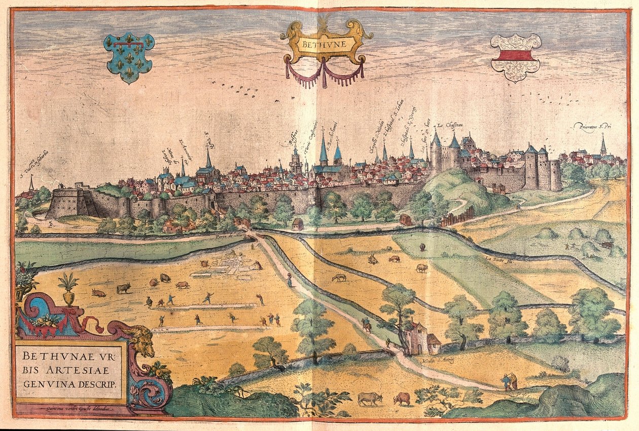 Bethune i Pas de Calais, Frankrig (gravering af Franz Hogenberg