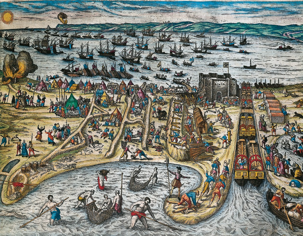 Capture of La Goulette og Tunis af Charles V af Franz Hogenberg