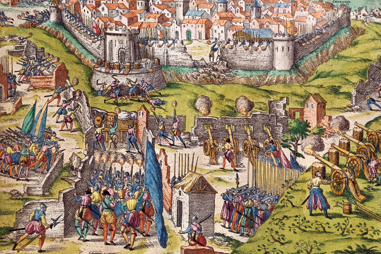 Condes hær belejrer Chartres, marts 1568, gravering af Franz Hogenberg (1535-1590), Frankrig af Franz Hogenberg