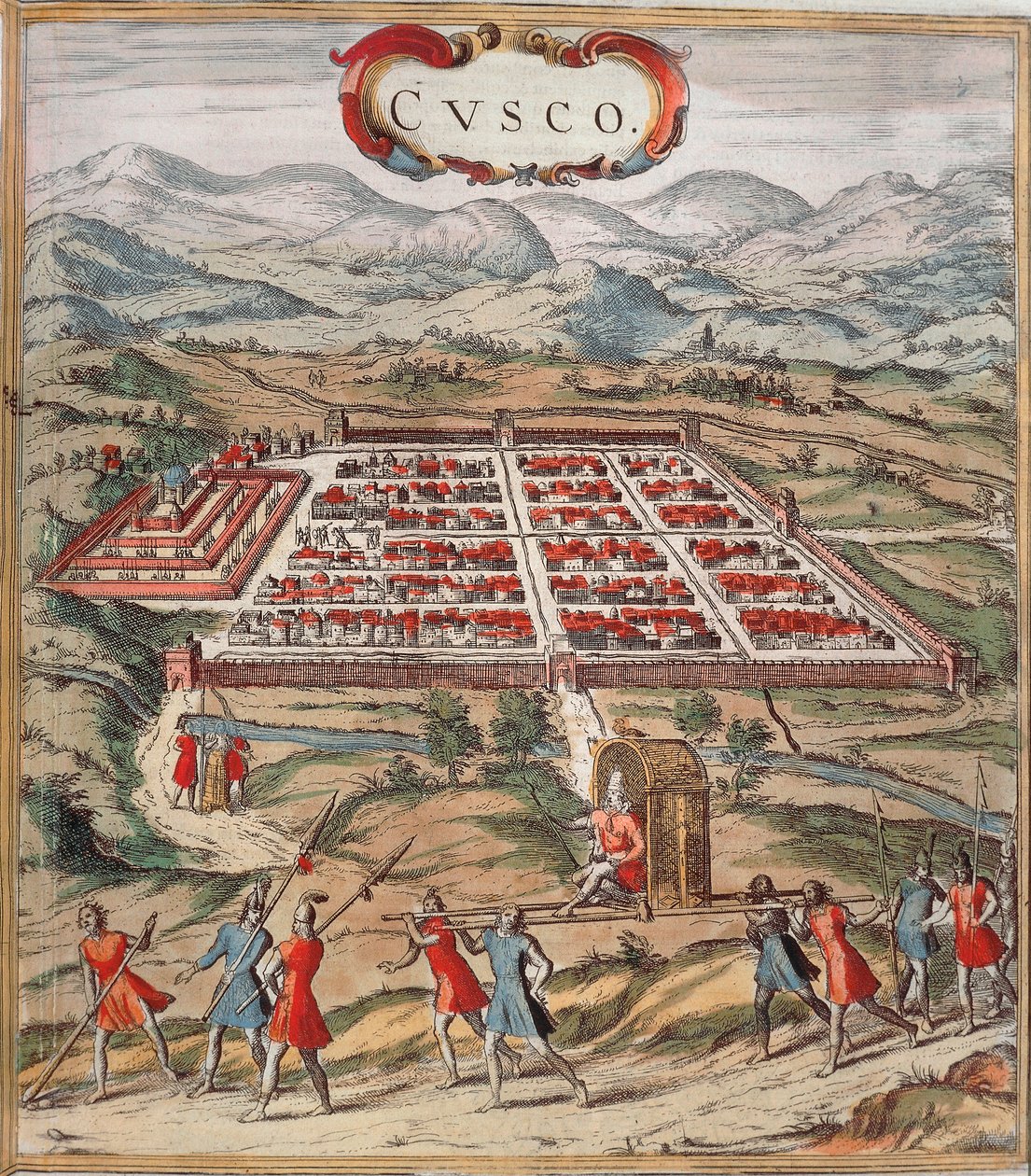 Cuzco, hovedcentret af inkacivilisationen (det nuværende Peru) billede fra "Civitatis Orbis Terranum" af Braun og Hogenberg af Franz Hogenberg