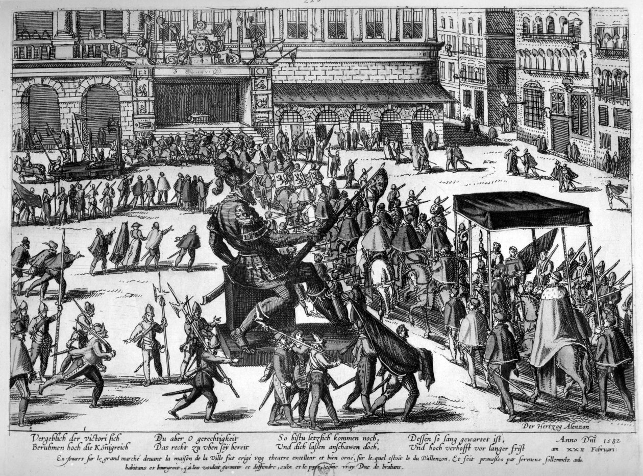 Hercule Francois af Frankrigs, hertug af Alencon (1554-84), indtræden i Antwerpen den 19. februar 1582 af Franz Hogenberg
