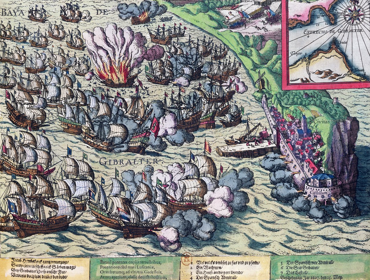 Kæmper ud for Gibraltars kyst, trykt den 25. maj 1607 af Franz Hogenberg