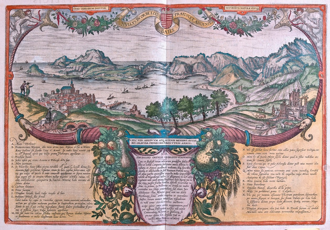 Baia-bugten (bær), Ischia og Pozzuoli, Italien (gravering af Franz Hogenberg