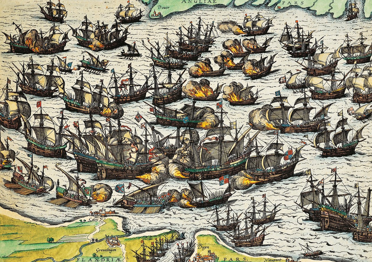Uovervindelig armada, gravering af Franz Hogenberg (1535-1590), Spanien af Franz Hogenberg