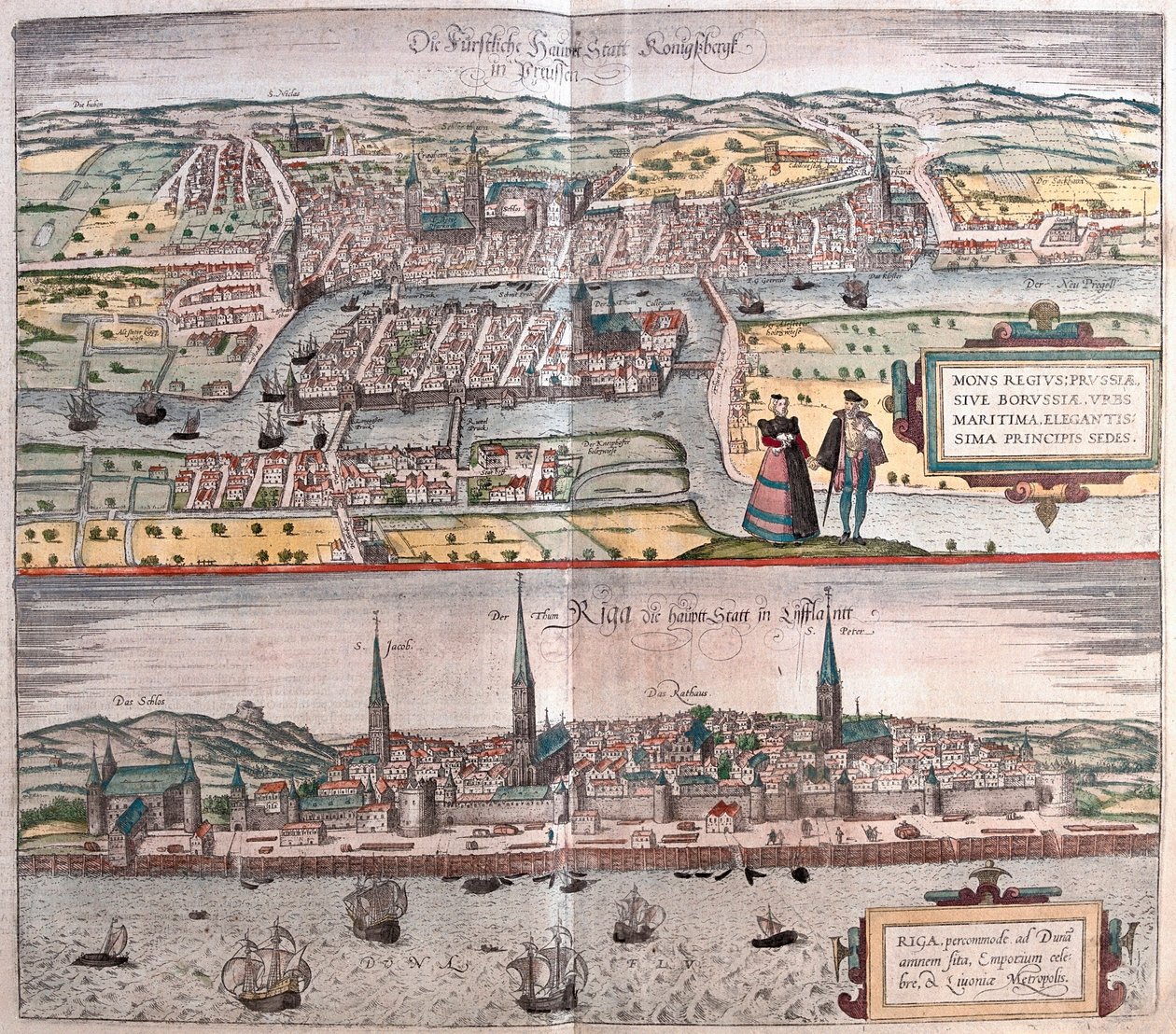 Kaliningrad, Rusland - Riga, Letland (gravering af Franz Hogenberg