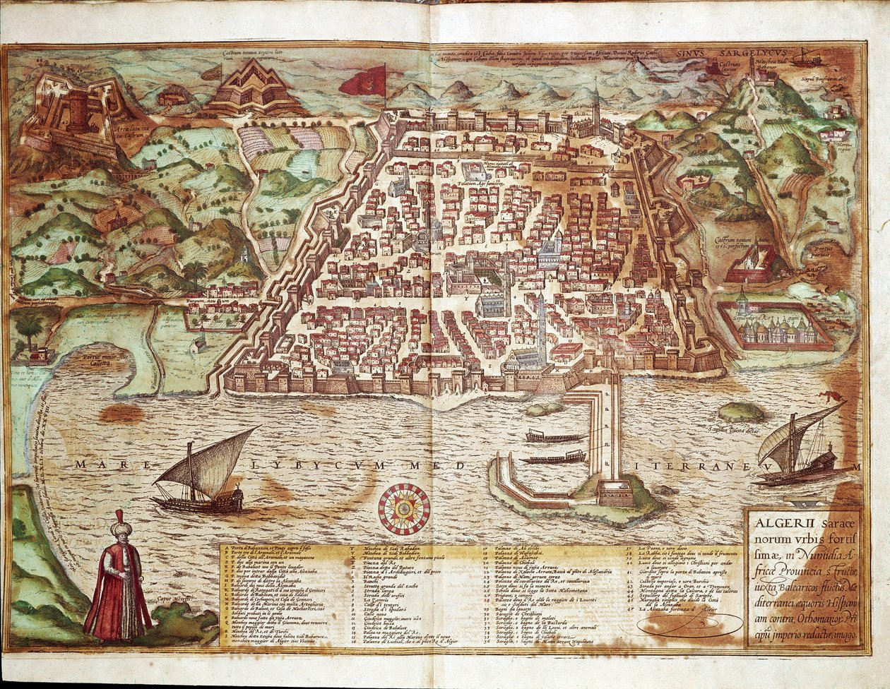 Kort over Algier - Algeriet (gravering af Franz Hogenberg