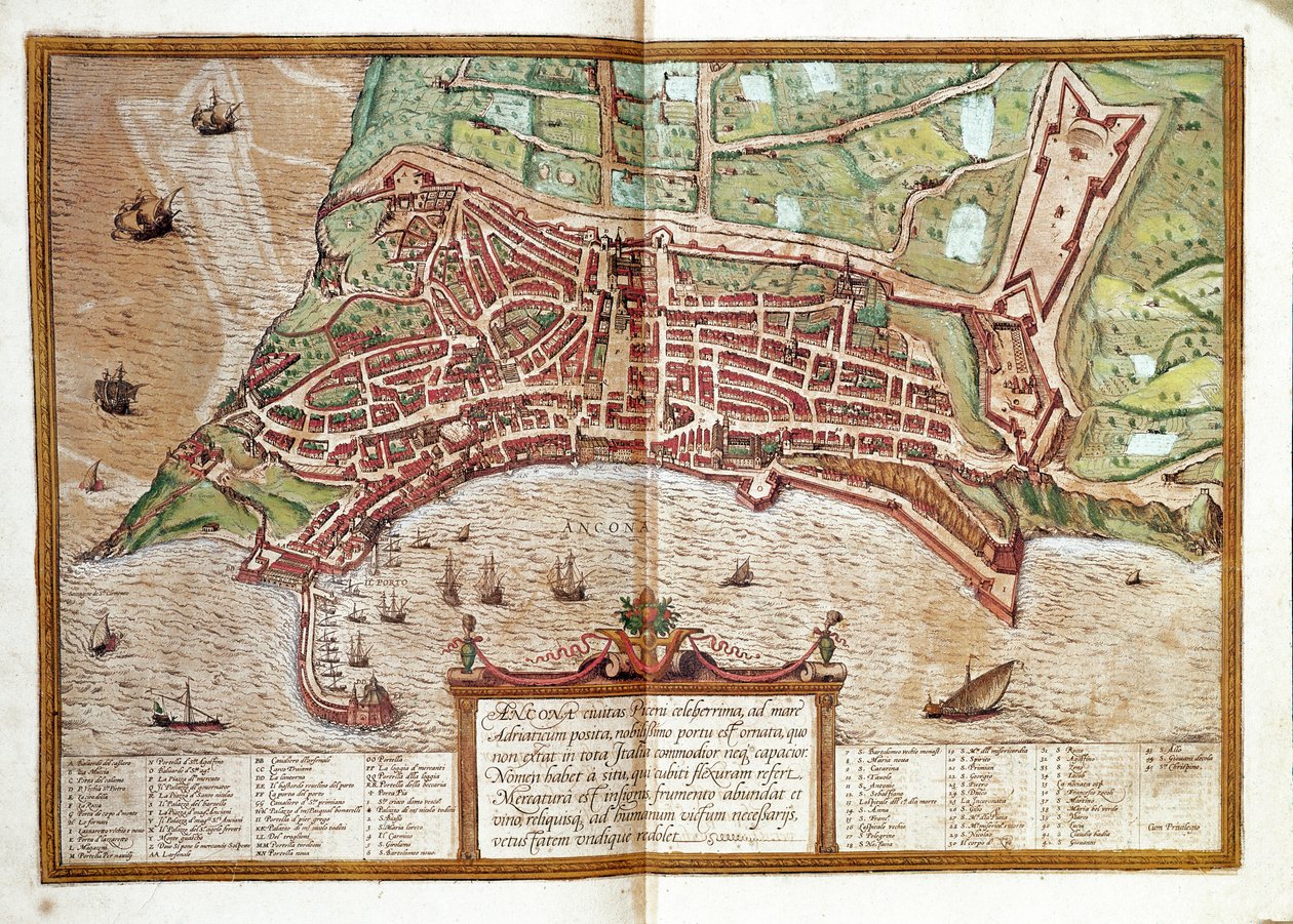 Kort over Ancona (gravering af Franz Hogenberg