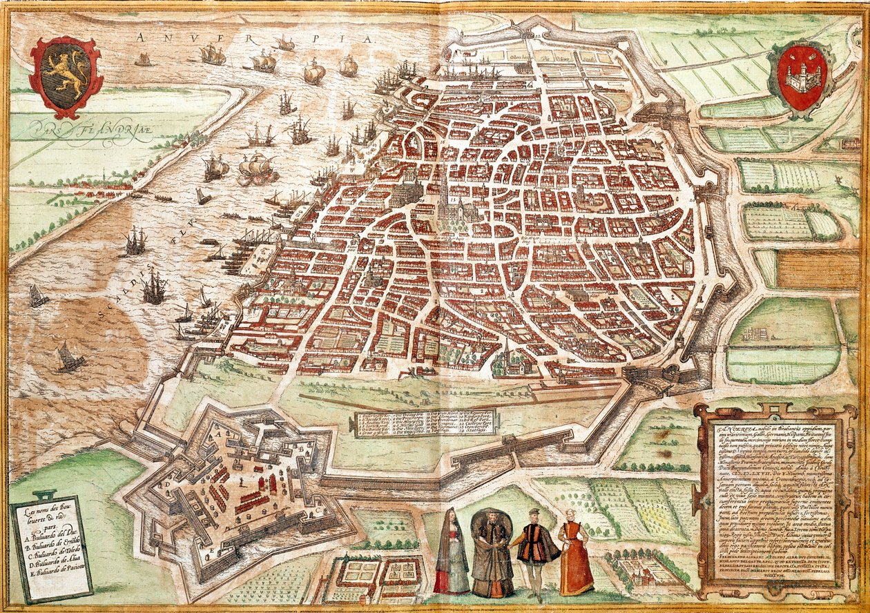 Kort over Antwerpen (gravering af Franz Hogenberg