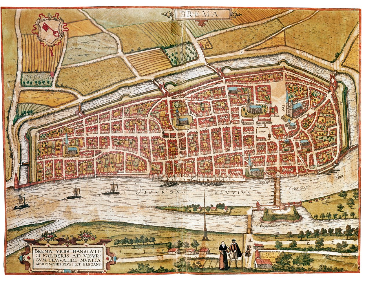 Kort over Bremen (gravering af Franz Hogenberg