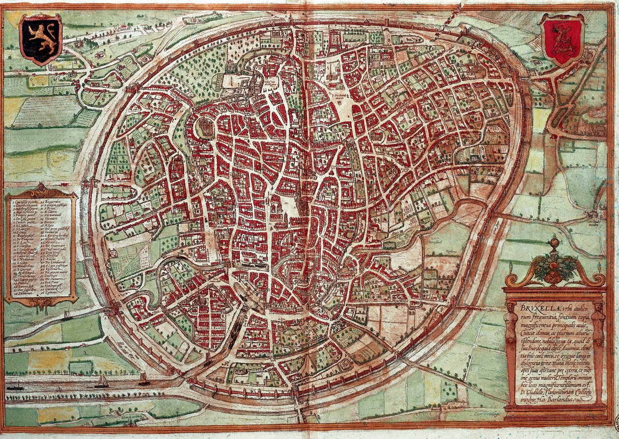 Kort over Bruxelles - Belgien (gravering af Franz Hogenberg