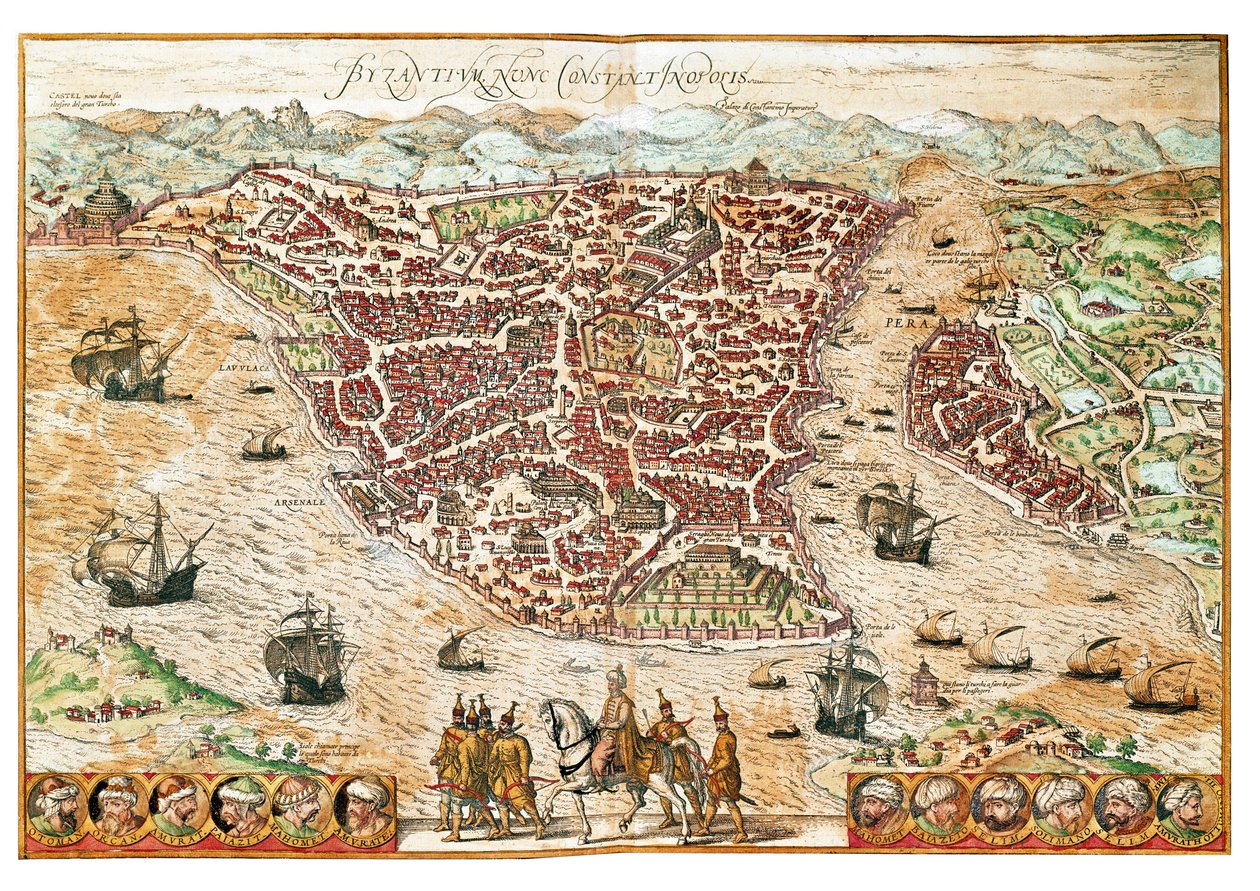 Kort over Byzance (gravering af Franz Hogenberg
