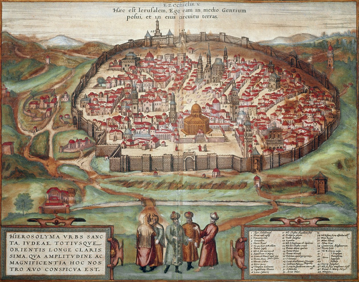 Kort over Jerusalem (gravering af Franz Hogenberg