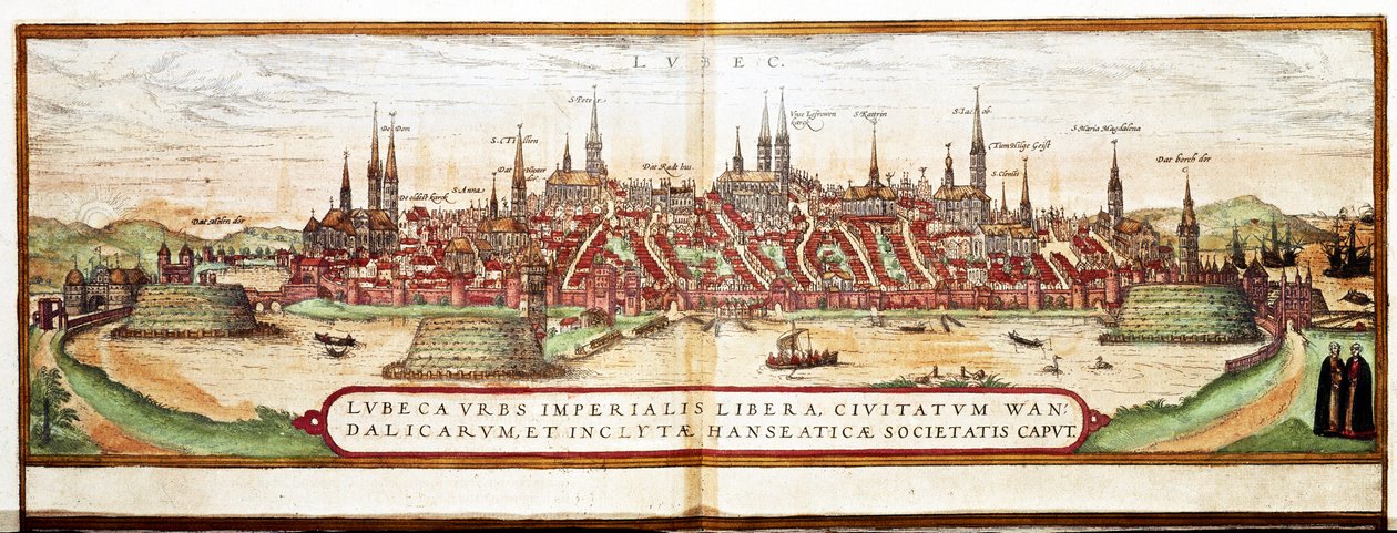 Kort over Lübeck (gravering af Franz Hogenberg