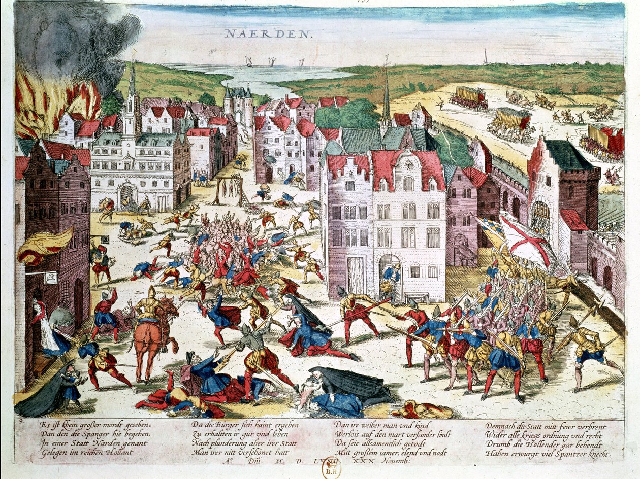 Massakre i Flandern under Fernando Alvarez de Toledos (1508-82) hertug af Albas regering, 30. november 1572 af Franz Hogenberg