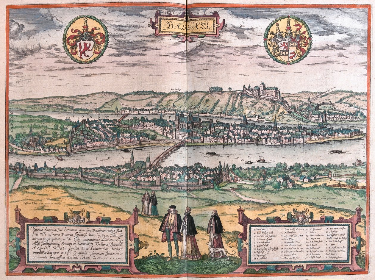 Passau, Tyskland (gravering af Franz Hogenberg