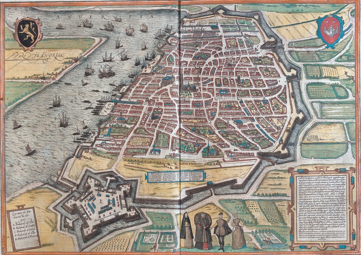 Kort over Antwerpen af Franz Hogenberg