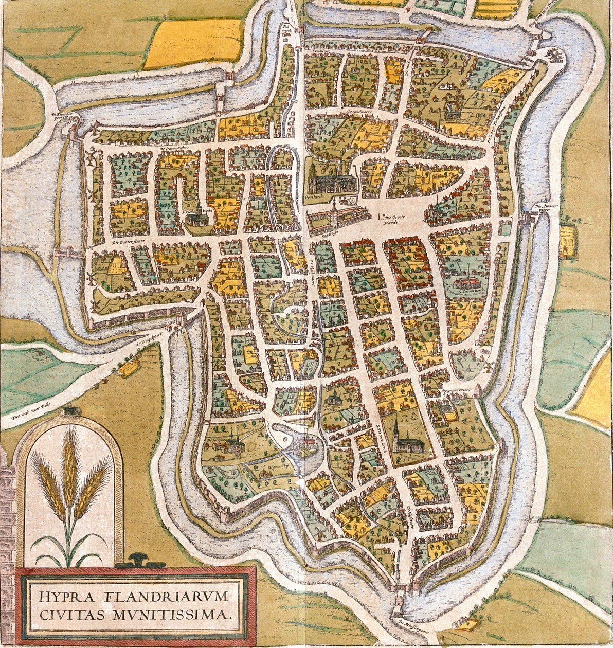 Plan de Ypres (Hypra), Belgien (radering af Franz Hogenberg