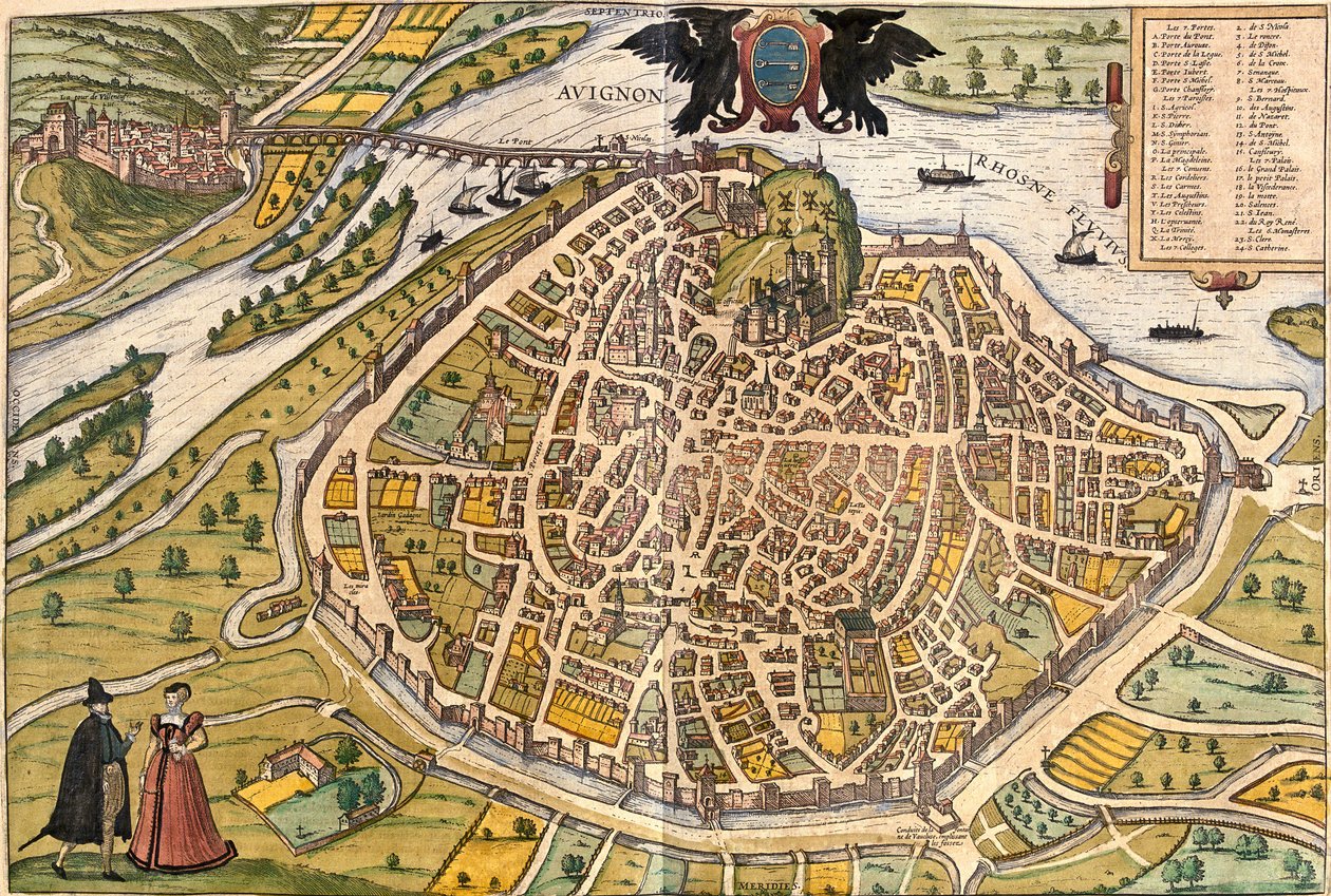 Plan over Avignon, Frankrig (radering af Franz Hogenberg