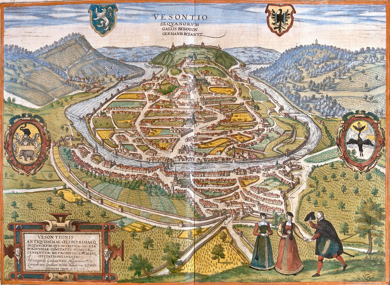 Plan over Besancon (Vesontio), Frankrig (radering af Franz Hogenberg