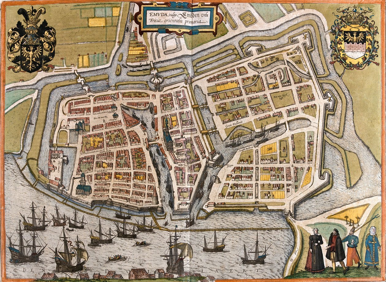 Plan af Emden (Emuda), Tyskland (radering af Franz Hogenberg