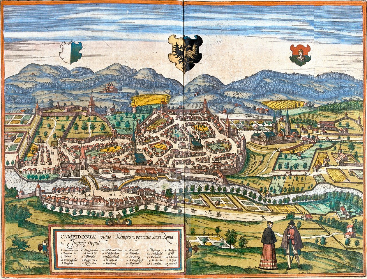 Plan over Kempten (Campidonia), Tyskland (radering af Franz Hogenberg