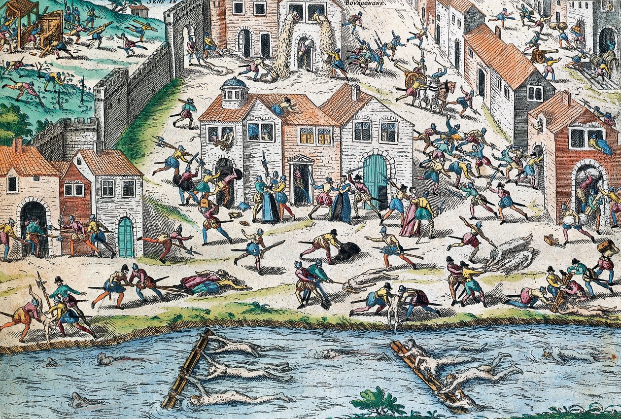 Scene fra franske religionskrige, gravering af Franz Hogenberg (1535-1590), Frankrig af Franz Hogenberg