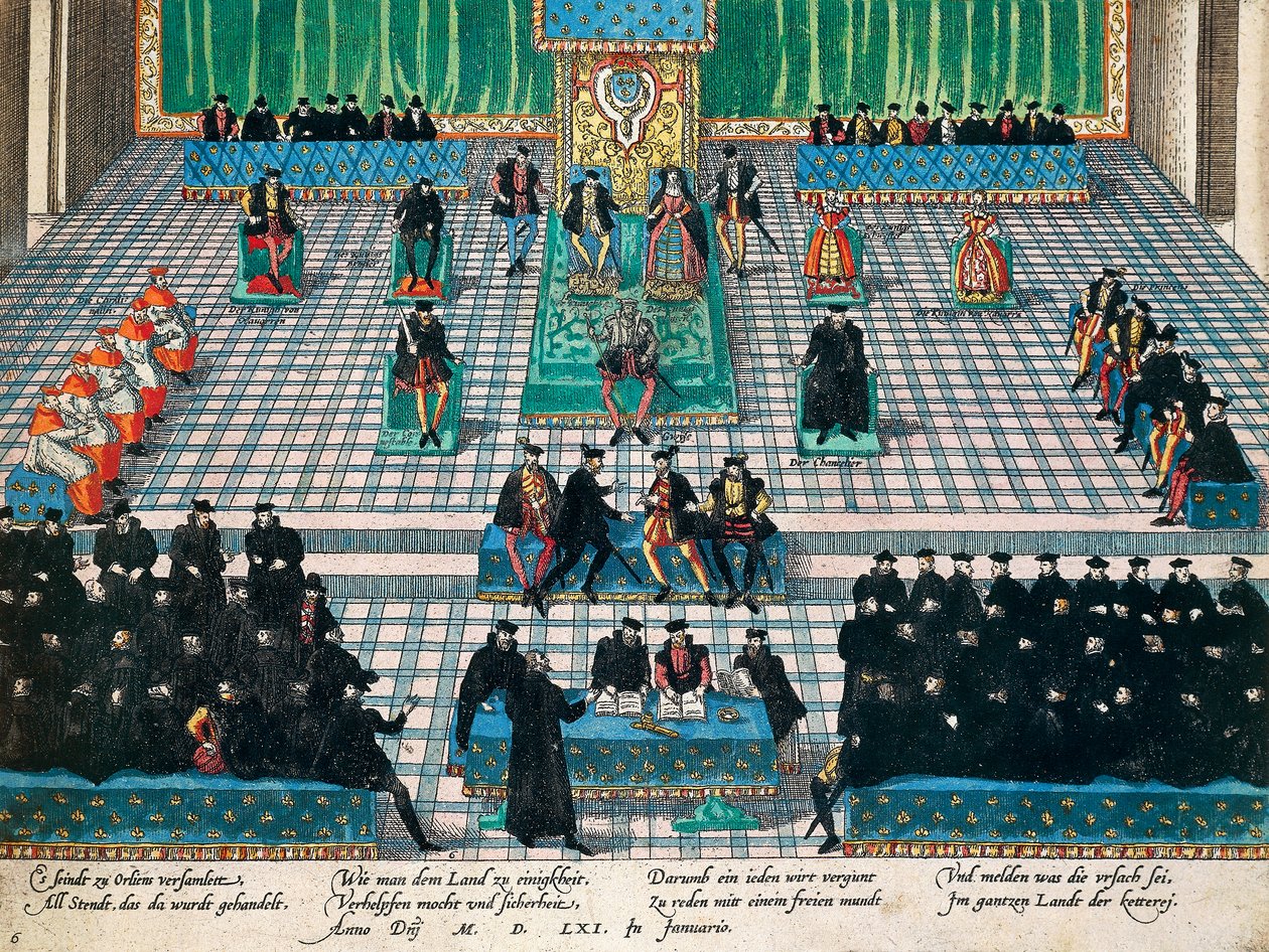 Generalstaternes session i Orleans, januar 1561, gravering af Franz Hogenberg (1535-1590), Frankrig af Franz Hogenberg
