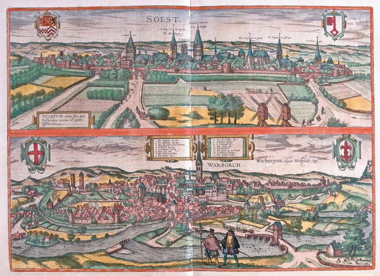 Soest og Warburg, Tyskland (gravering af Franz Hogenberg
