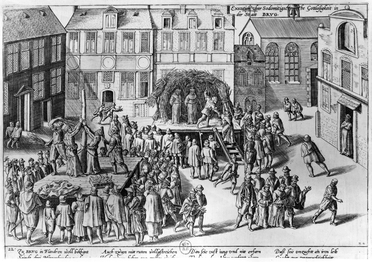Pæl i Brugge under Fernando Alvarez de Toledo (1508-82), hertug af Alba, som regerede af Franz Hogenberg