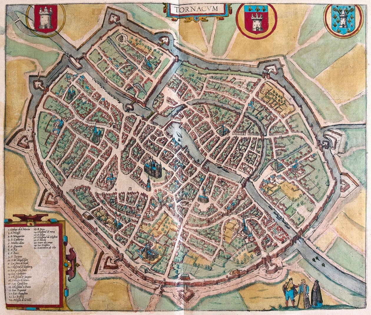 Tournai, Belgien (gravering af Franz Hogenberg