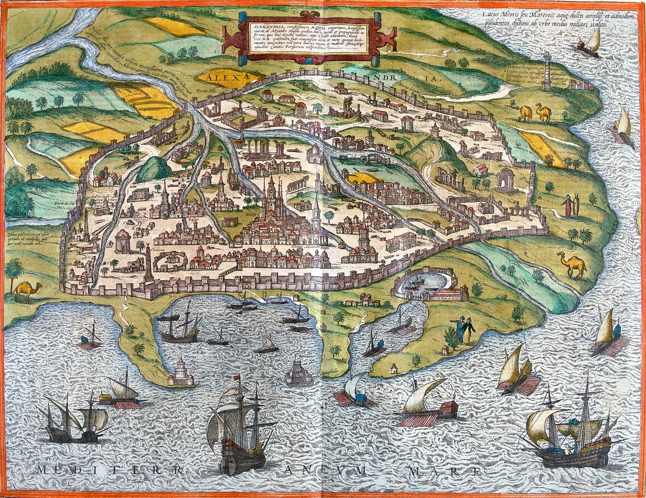 Udsigt over Alexandria (Alexandria), Egypten (radering af Franz Hogenberg