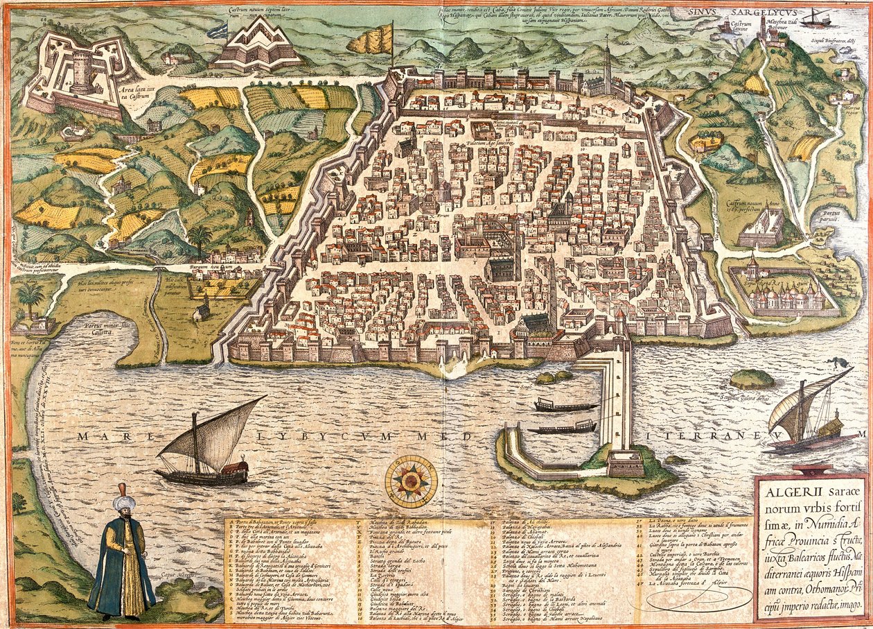 Udsigt over Algier (Algerii), Algeriet (ætsning af Franz Hogenberg