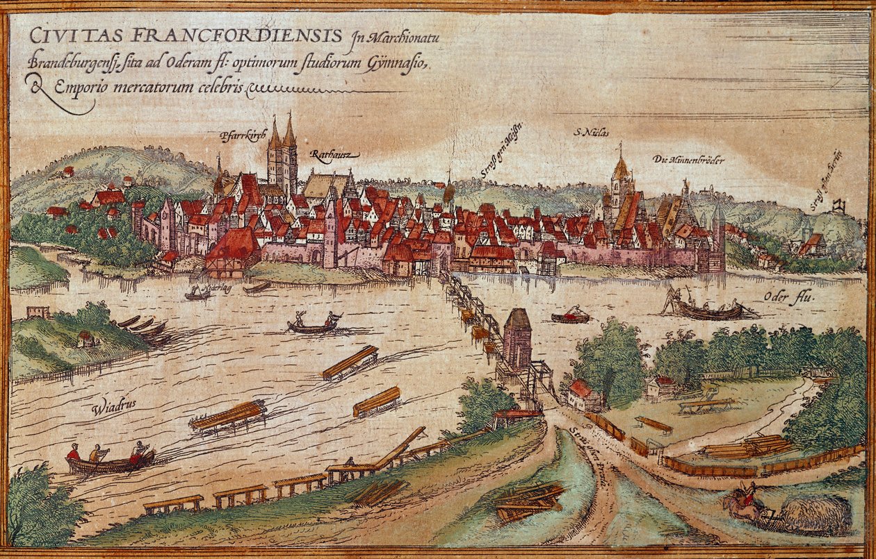 Udsigt over Frankfurt am Main, Tyskland (gravering af Franz Hogenberg