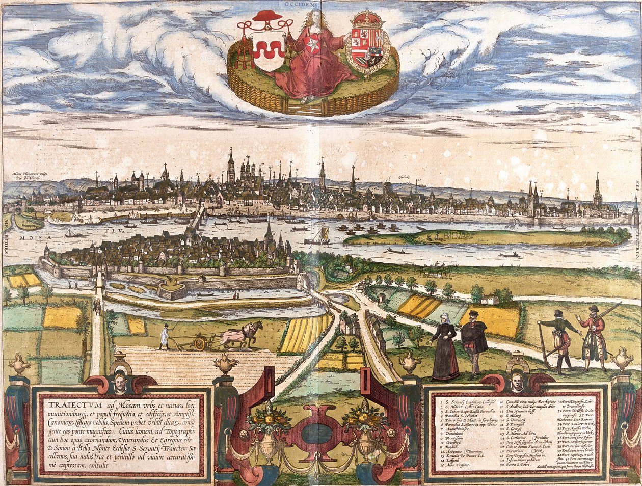 Udsigt over Maastricht (Trajectum ad Mosam), Holland (radering af Franz Hogenberg