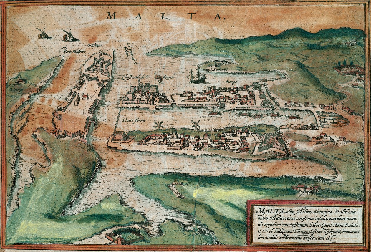Udsigt over Malta (gravering af Franz Hogenberg