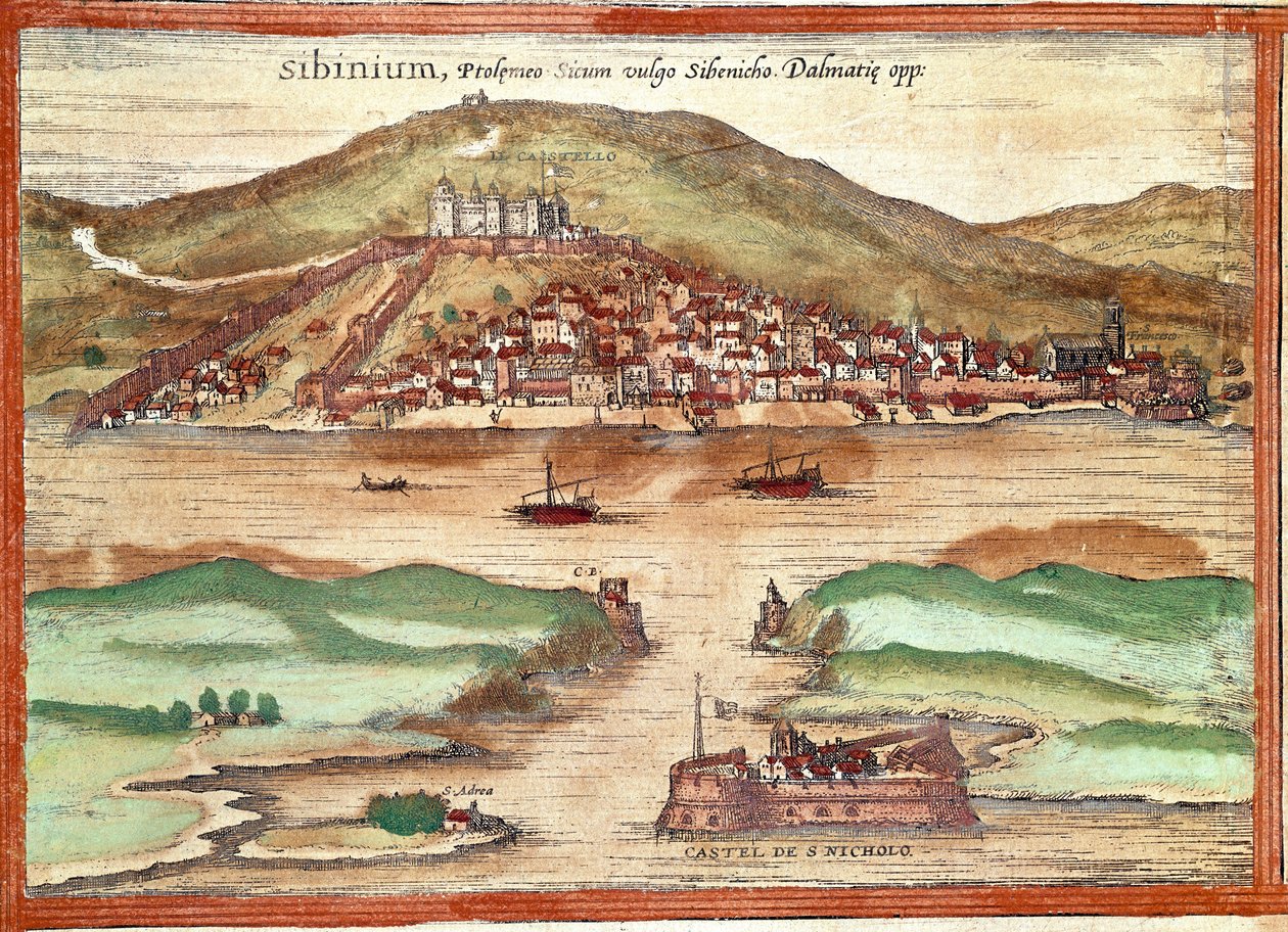 Udsigt over Sibenik (gravering af Franz Hogenberg