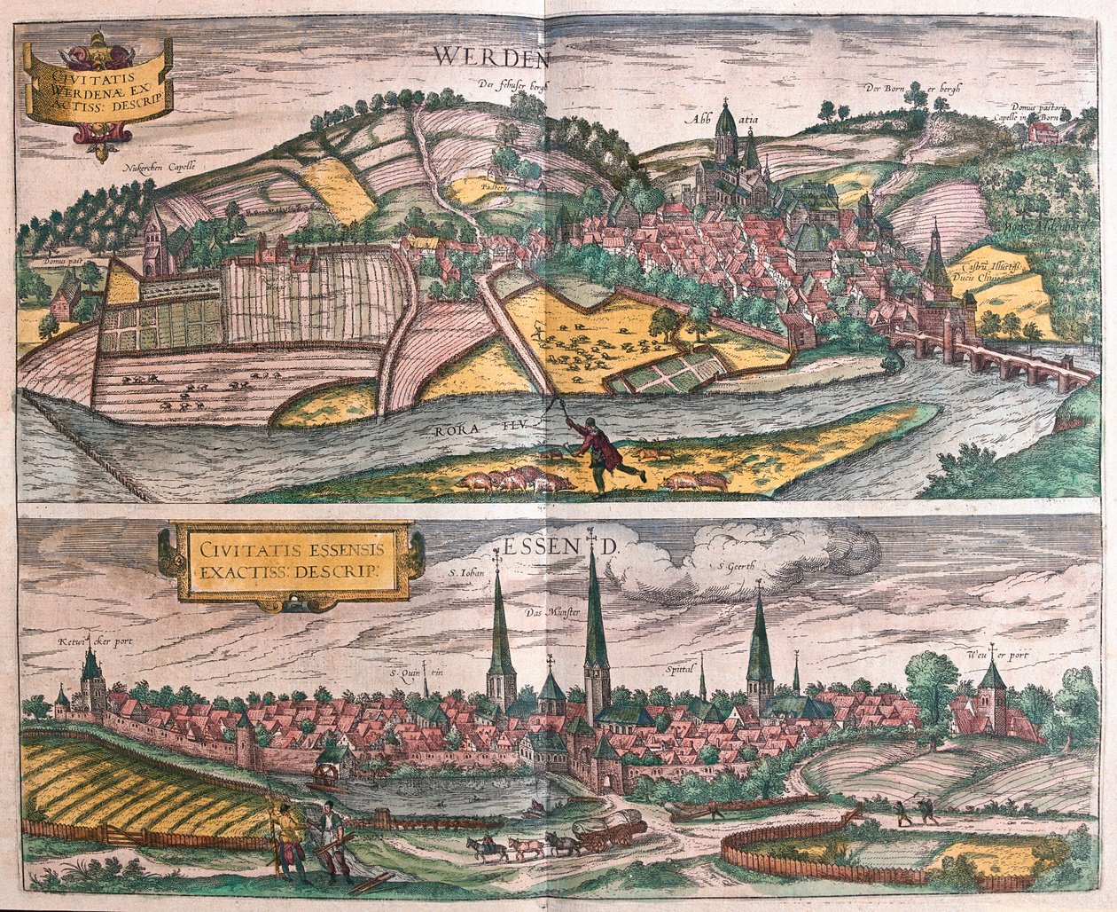 Werden og Essen, Tyskland (gravering af Franz Hogenberg