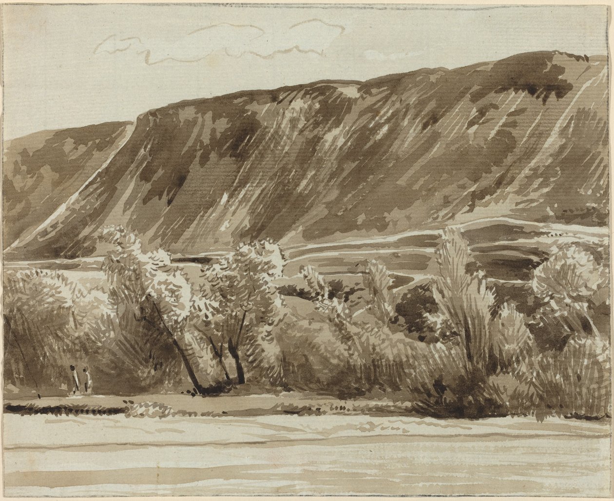 En flodbred med bjerge hinsides af Franz Innocenz Josef Kobell