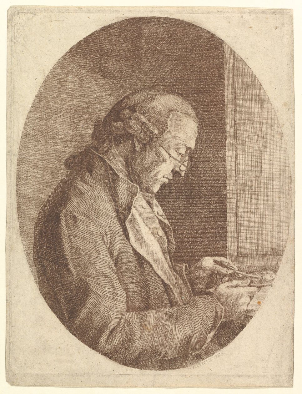 Portræt af en kunstner, der skitserer en portrætminiature, 1799. af Franz Jakob Josef Ignatz von Predl
