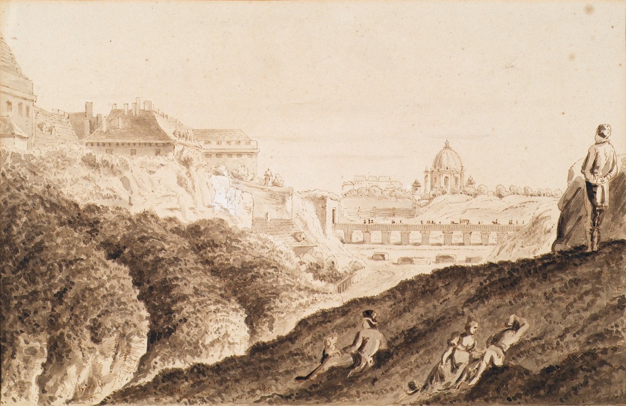 Hofburg med voldgrav, borgport og bro af Franz Jaschke