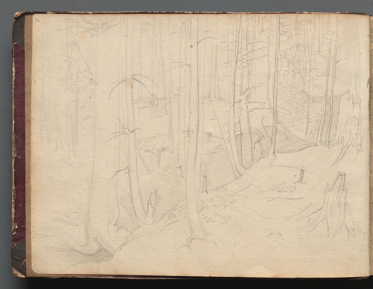 Album med udsigt over Rom og Omegn, Landskabsstudier, side 01b: Romersk Landskab. af Franz Johann Heinrich Nadorp