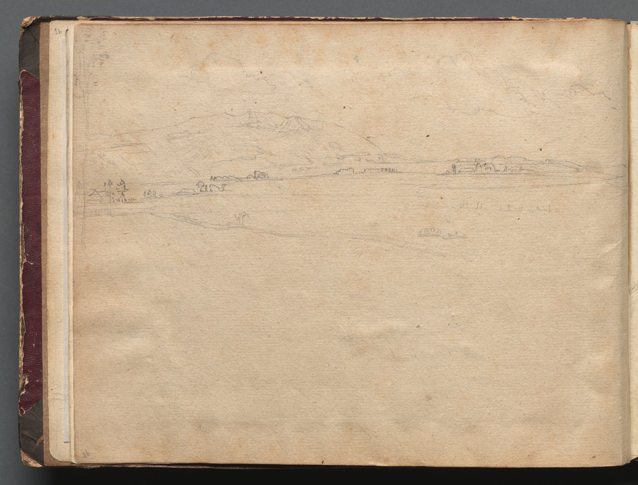 Album med udsigt over Rom og omgivelser, Landskabsstudier, side 03b: Roman Panoramic…. af Franz Johann Heinrich Nadorp