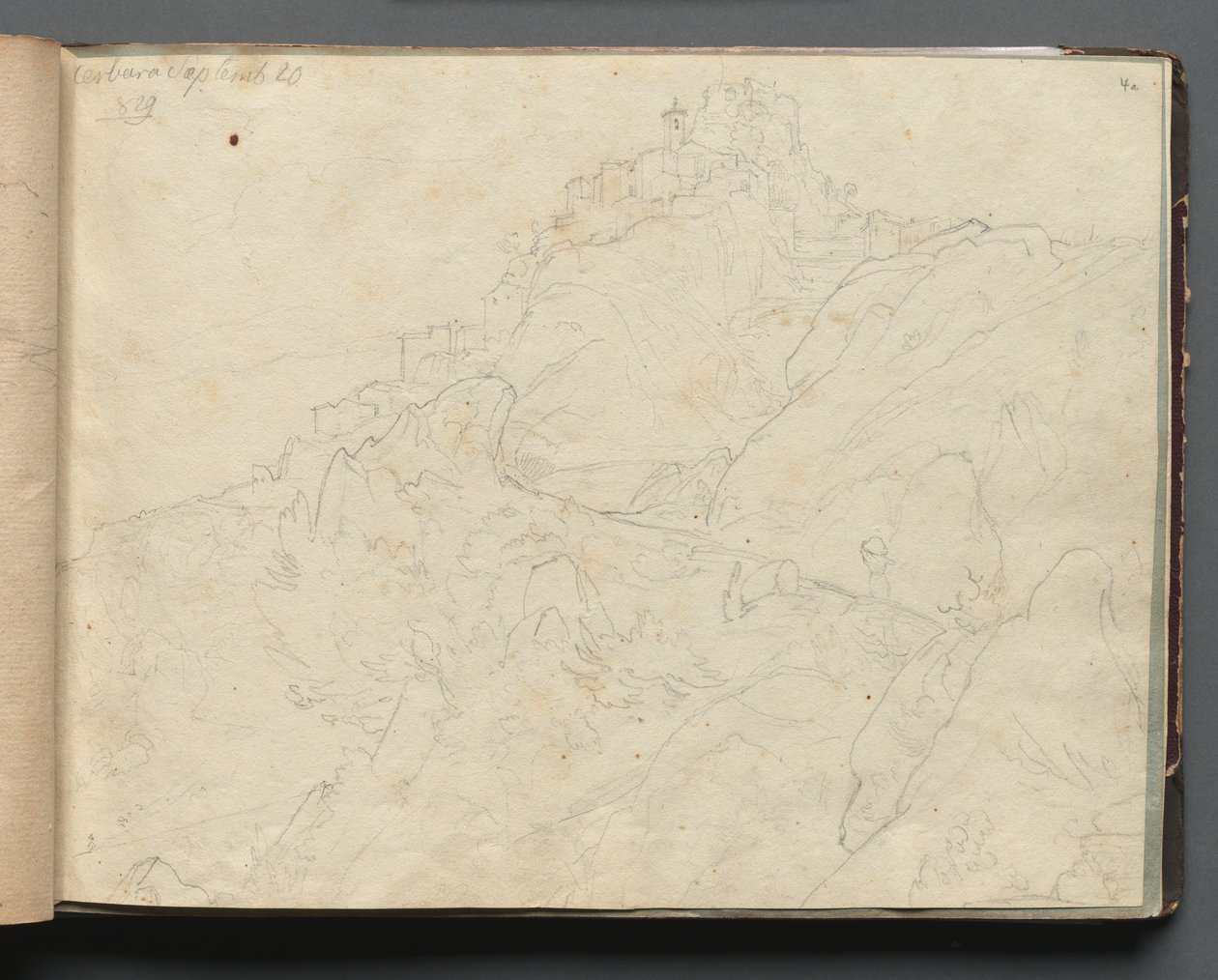 Album med udsigt over Rom og omgivelser, Landskabsstudier, side 04a: Cervera. af Franz Johann Heinrich Nadorp