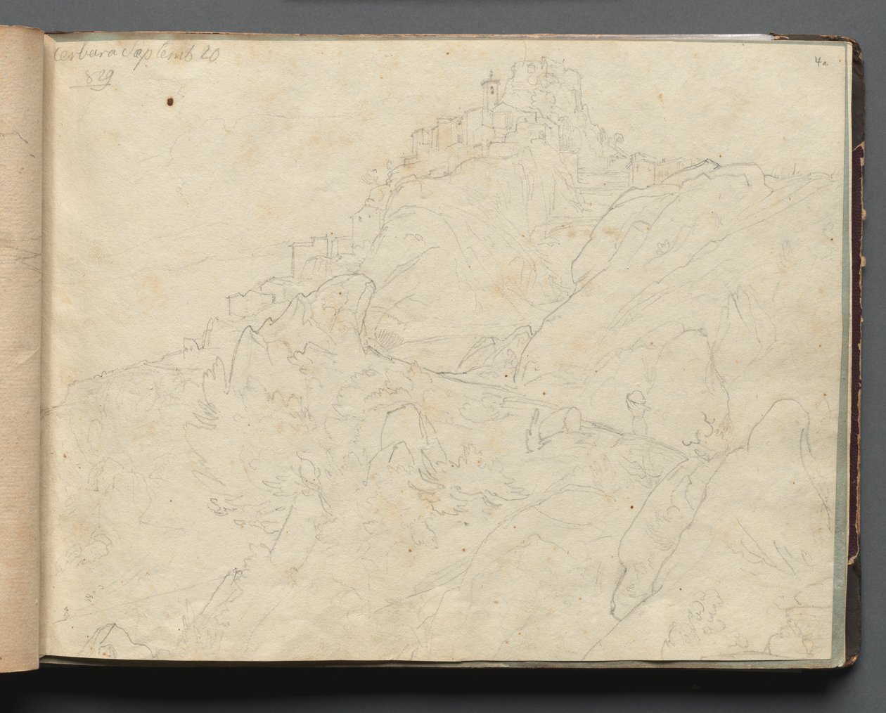 Album med udsigter over Rom og omegn, landskabsstudier, side 04a: "Cervera" af Franz Johann Heinrich Nadorp