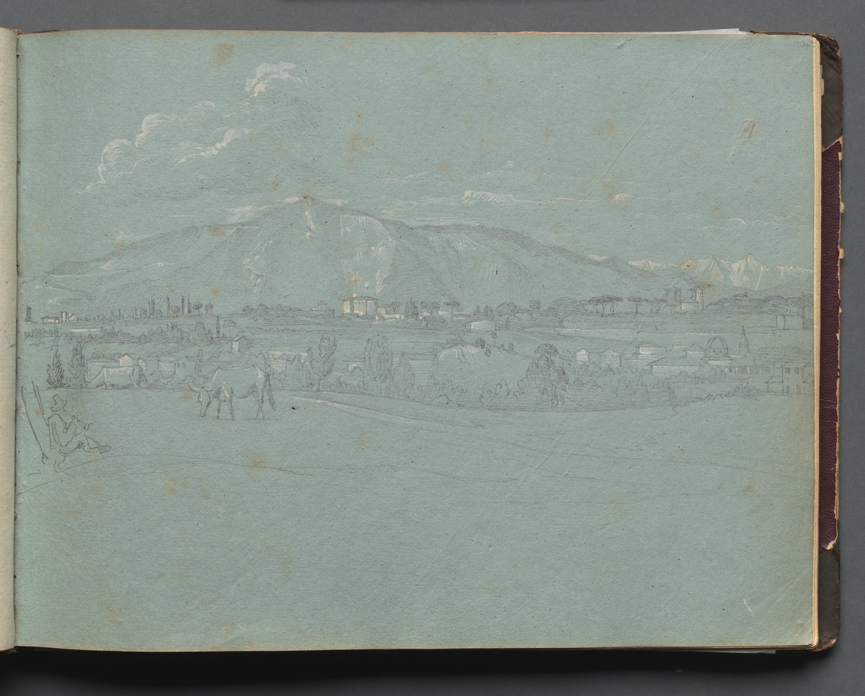 Album med udsigt over Rom og Omegn, Landskabsstudier, side 10a: Romersk Landskab. af Franz Johann Heinrich Nadorp