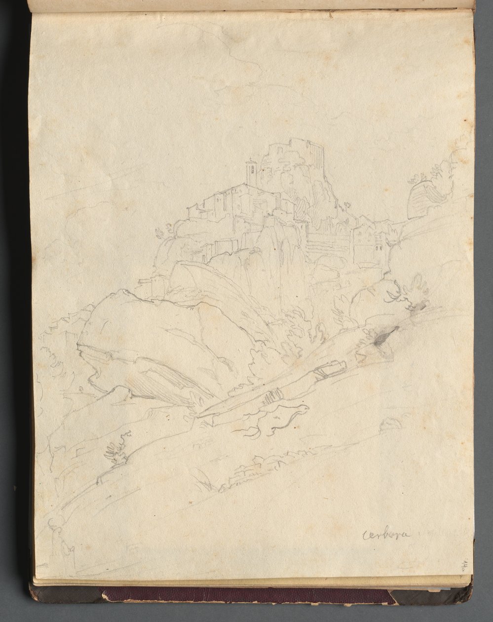 Album med udsigt over Rom og omgivelser, Landskabsstudier, side 14a: Cervera. af Franz Johann Heinrich Nadorp
